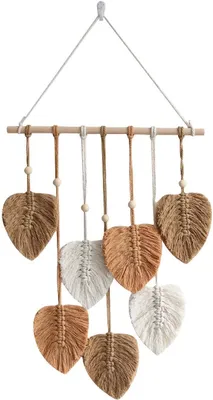 Imagen del producto de Decoración de pared estilo bohemio hecha con macramé, tejida a mano, de color marrón, ideal para el salón