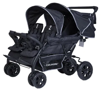 Produktbild von Childhome Kinderwagen - Quadruple - 4 Kinder - Schwarz | Zwillingswagen