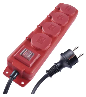 Zdjęcie produktu dla Przedłużacz gumowy - 4 gniazda, 3m, 1,5mm2, IP44 71526