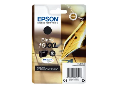 Produktbild von Epson Singlepack Black 16XXL DURABrite Ultra Ink, Schwarz, Tinte auf Pigmentbasis, 21,6 ml, 1 Stück(e), 1000 Seiten
