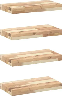 Productafbeelding van vidaXL Zwevende planken, 4 stuks, 40x20x4 cm, massief acaciahout, onbehandeld