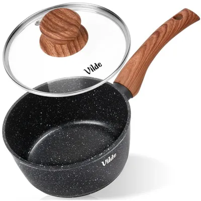Produktbild von Antihaftbeschichteter Granit-Topf mit Glasdeckel, 16 cm, 1,2 l