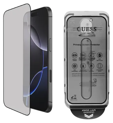 Obrázok produktu pre Guess Privacy 2.5D ochranné sklo na displej (GUTGP16SBOKGCIP) - iPhone 16 - Čierne