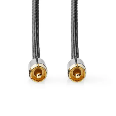 Close-up of the connectors of two subwoofer cables.
