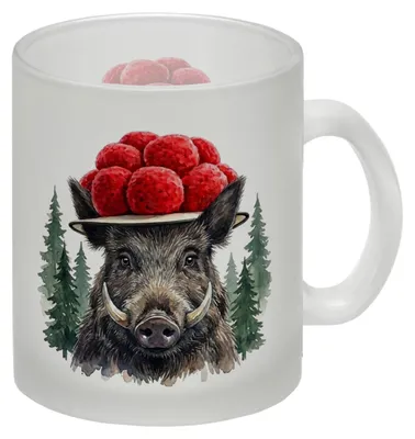 Produktbild von Wildschwein mit Bollenhut Glas Tasse Schwarzwald Motiv