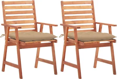 Produktbild von Garten-Essstühle 2 Stk. mit Kissen Massivholz Akazie