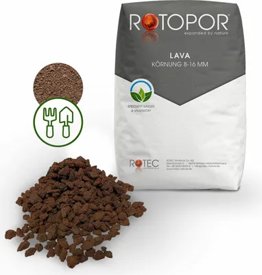 Produktbild von Rotopor Lava Körnung 8-16 mm Lavakies Kies Mulch Lavasplitt Eifellava rotbraun 20L Sack