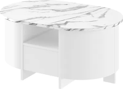 Produktbild von Design Couchtisch HCL-111 Oval Schublade Hochglanz Wohnzimmer Tisch