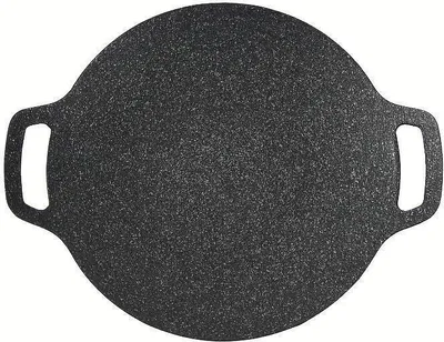 Produktbild von Grilovací pánev, korejská litinová grilovací pánev, kulatá grilovací deska s nepřilnavým povrchem, dvojitá držadla, 32 cm - KOREPAN