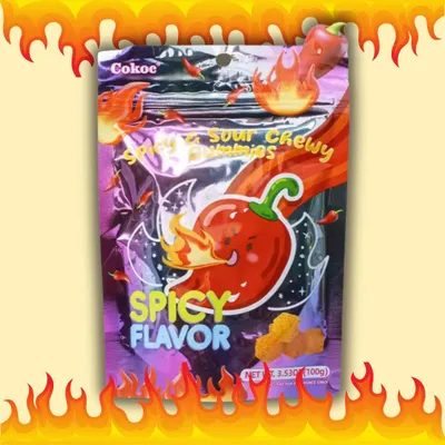 Productafbeelding van 1x Cokoc Gummies – Pittige en zure smaak | Pittige en zure kauwgommetjes | 1x 100 g + Hartvormige kaartjes + Verpakkingsbescherming