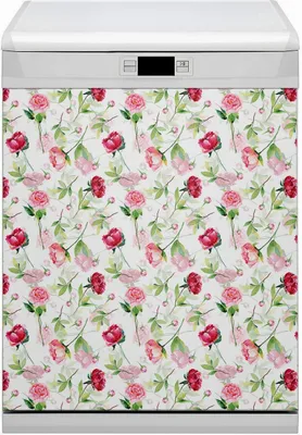 Produktbild von Küche Magnet für Spülmaschine  Abwaschbar 60x70 cm Geschirrspüle  - Rote Blumen