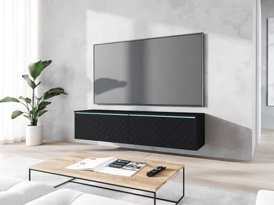 Image de Meuble TV avec éclairage LED 140 cm WILLA D - noir graphite 1