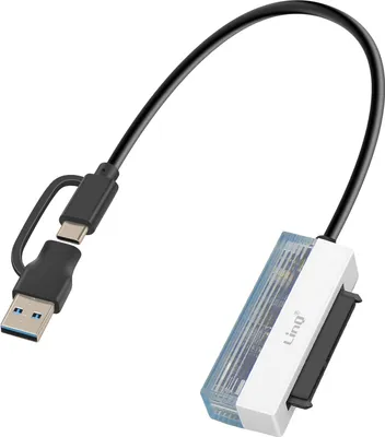 Immagine prodotto di LinQ, Adattatore da USB e USB-C a SATA 2,5'' per trasferimento dati 5 Gbit/s, nero