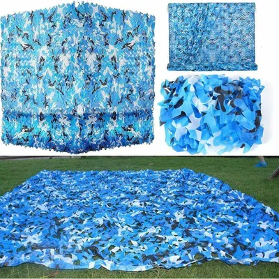 Produktbild von Tarnnetz, Camouflage-Sonnensegel, Gartenschutznetz fš¹r die Jagd, Beschattung, Tarndekoration, Schattennetz, Terrassen-Sonnenschutz, Blau, 4x5m 150D