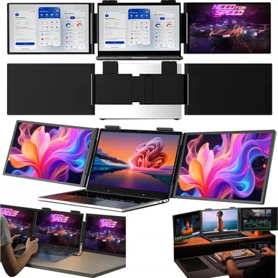 Zdjęcie produktu dla Podwójny Składany Monitor Przenośny 2x 14" Do Laptopa Fhd Ips Zeuslap Zb14
