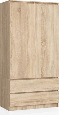 Produktbild von Kleiderschrank mit 2 Turen und 2 Schubladen (B:90cm / H:180cm / T:51cm) in Sonoma Eiche