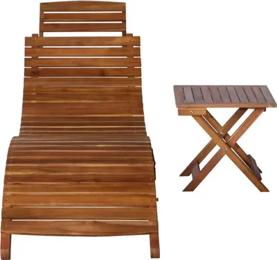 Produktbild von vidaXL Sonnenliege mit Tisch Massivholz Akazie Braun