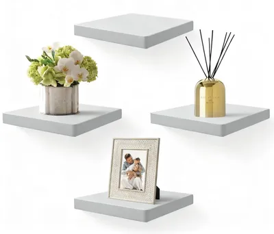 Productafbeelding van Solidchoice - Set van 4 Wandplanken van Massief Hout, 20,3 cm