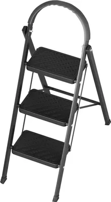 Obrázek produktu pro Žebřík - 3stupňový skládací žebřík - kovový rám - nosnost 150 kg - světle šedý