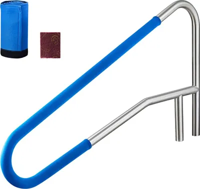 Obrázek produktu pro Bazénové zábradlí, 137,1 x 81,3 cm Bazénové madlo, nosnost 100 kg Odolné madlo z nerezové oceli 304, odnímatelný protiskluzový návlek, zapuštěné nebo základnové upevnění, pro bazény, aquaparky