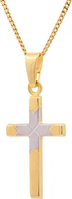 Produktbild von Gold Anhänger Kreuz mit Goldkette  333-8 Karat Gold rhodiniert 38 cm