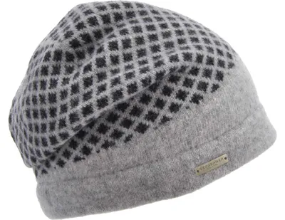 Seeberger umgenähte Walk Headsock Mütze aus 100% Wolle in schwarz