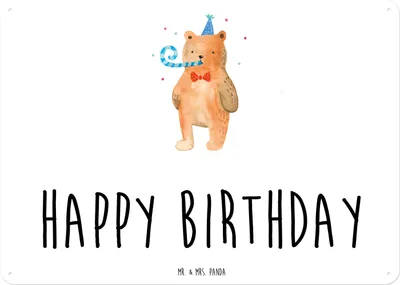 Produktbild von Mr. & Mrs. Panda tafel Bär Geburtstag DIN A3 - Weiß - Geschenk, Blechschild, Happy Birthday, Glückwunsch, Wandbild, Teddy, Türschild, Schild, Blechtafel, Alles Gute