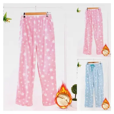 Produktbild von Damen Schlafanzughose aus Flanell, weiche Fleece Pyjamahose mit elastischer Taille