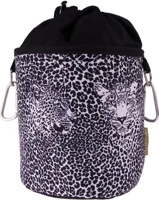 Produktbild von bellaCott Wäscheklammerbeutel aus Baumwolle mit zwei Karabinerhaken - Design Leopard schwarz