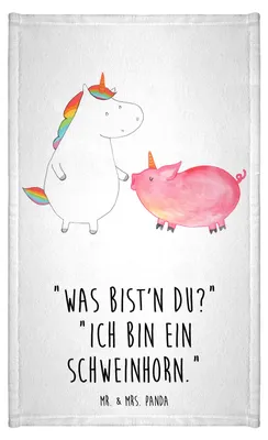 Produktbild von Mr. & Mrs. Panda Handtuch Einhorn Schwein - Weiß - Geschenk, Freundin, Unicorn, Einhörner, Klein, badezimmer, gäste wc, Gäste-WC, Gästehandtuch 30x50, Schweinhorn