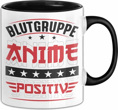 Produktbild von Anime Tasse Geschenk Blutgruppe Otaku Lustig Manga Kawaii (Schwarz)