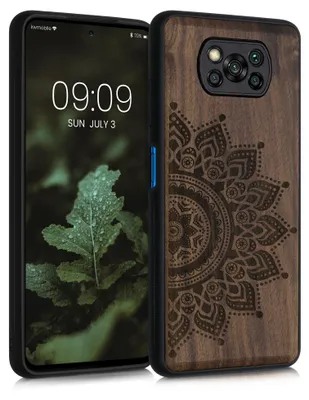 Produktbild von kwmobile Handyhülle für Xiaomi Poco X3 NFC / Poco X3 Pro Hülle Holz - Case mit TPU Bumper - Stoßfestes Hardcase - Schutzhülle Cover in Dunkelbraun