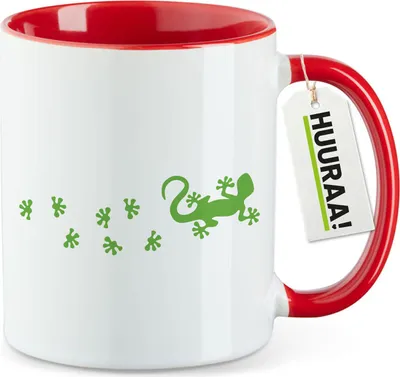 Produktbild von Huuraa Kaffeetasse Gecko Tapsen 330ml Rot Keramik Kaffeebecher Geschenkidee