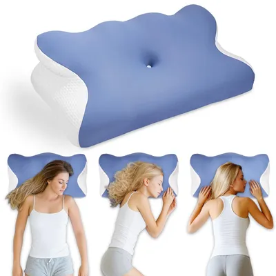 Produktbild von Orthopädisches Kissen mit Memory Schaumstoff, 65x36x13cm, für Seitenschläfer, Rücken- und Bauchschläfer, Nackenstützkissen gegen Nackenschmerzen