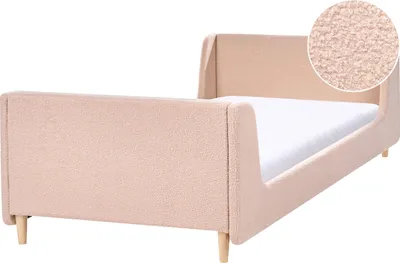 Obrázek produktu pro BELIANI Postel béžová buklé čalounění 90 x 200 cm s čelem moderní dětský pokoj tradiční styl