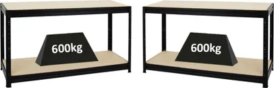 Produktbild von Mega Deal | 2x Höhenverstellbare Werkbank DINO | HxBxT 90x160x60cm | Traglast 600 kg | Schwarz