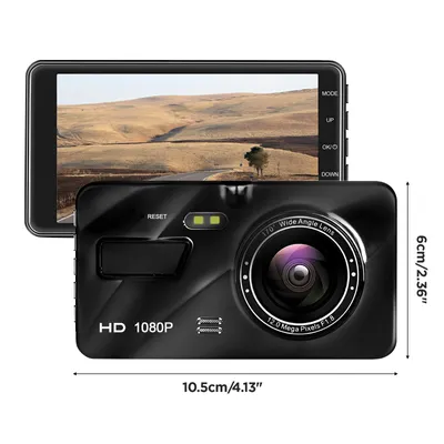 Obrázek produktu pro HDeye Dual Dash Cam přední a zadní pohled, 4'' LCD dotykový displej FHD 1080P, G-senzor, HDR, nahrávání ve smyčce, parkovací režim, detekce pohybu