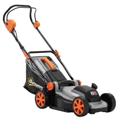 Produktbild von Elektro Rasenmäher 1200 W mit 34 cm Schnittbreite 35L Fangkorb Mulchfunktion 6 Schnitthöhen Höhenverstellbar Griffe