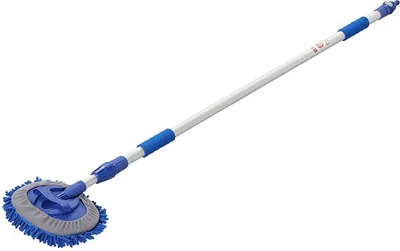 Image de Brosse de lavage chenille microfibre manche télescopique 2,5 m bleu