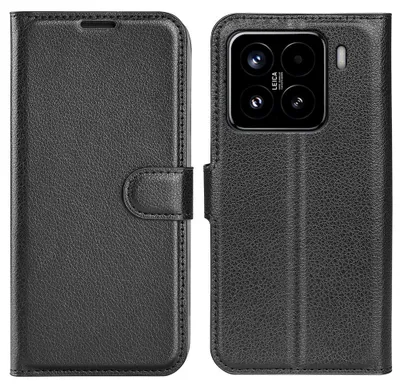 Produktbild von Hülle für Xiaomi 15 - Phonesta Litchi Skin Book Wallet Klapphülle - Schwarz