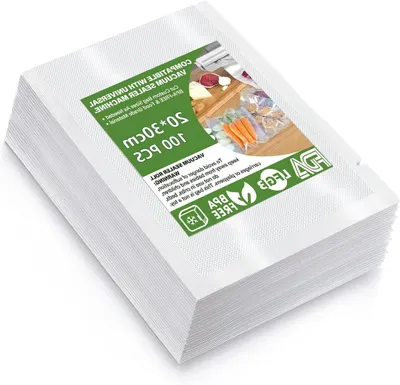 Productafbeelding van Vacuümzakken voor levensmiddelen - 100 Stuks - Geschikt voor Vacuümmachines - BPA-vrij (20 x 30 cm)
