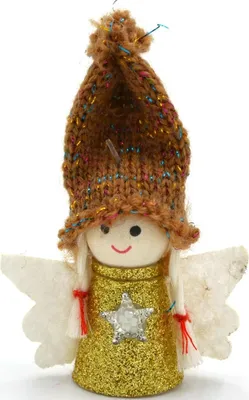 Image de Pendentif ange de Noël doré, 7 cm