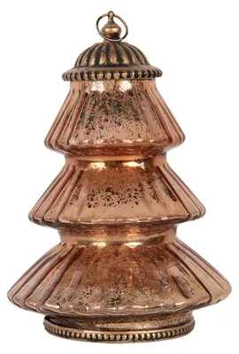 Productafbeelding van Clayre & Eef kerstdecoratie met LED-verlichting, Ø 16x22 cm, koperkleurig glas