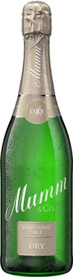 A bottle of Mumm & Co. Jahrgangssekt Dry sparkling wine.