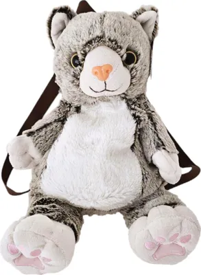 Image de GIRST Sac à dos enfant en peluche chat gris