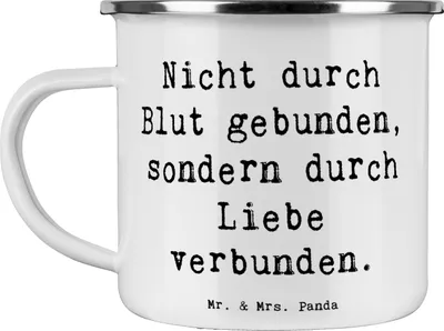 Produktbild von Mr. & Mrs. Panda Emaille Tasse Spruch Adoptivbruder Liebe - Weiß - Geschenk, Teetasse, Geschwisterliebe, Freude, Adoption, Haferl, Familienverbindung, becher, Bindung