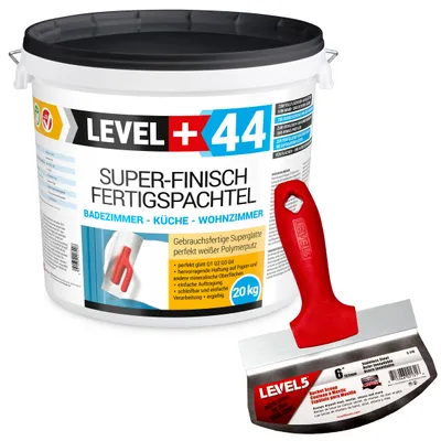 Produktbild von Spachtel Masse Super Finish Fertigspachtel 20kg | Eimerschaber Reiniger SET RM44|5-210