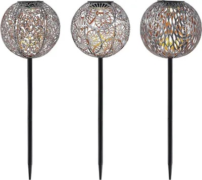 Produktbild von Lindby LED-Solarlampen Vilani, 3er-Set, 54cm, Erdspieß, IP44