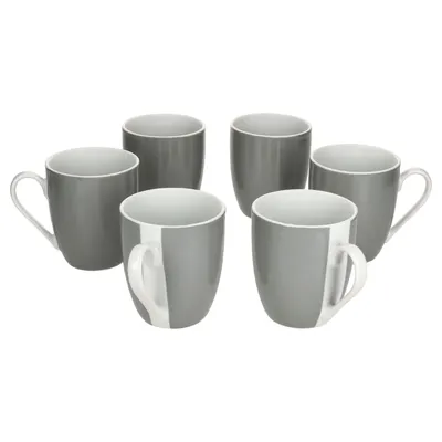 Produktbild von 6er Set Variant Grau Kaffeebecher 350ml bunte Porzellan-Tassen 6 Personen Tee