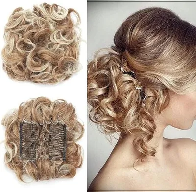 Obrázek produktu pro Prodlužování vlasů světle hnědá blond, příčesek, drdol, účes, donut, vypadá jako skutečné vlasy - odbarvené
